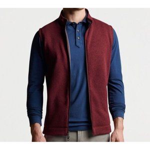Peter Millar Crown Sweater Fleece Full Zip Vest Claret Red Size XL $148 NWT